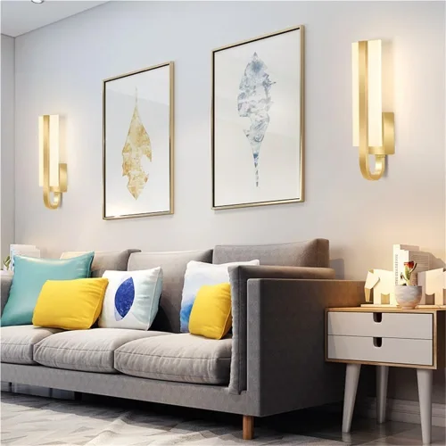 Vista 3 de Nordic - Luces de pared retro de metal con acabado de latón, 10 W, lámparas de tocador para interiores con pantalla acrílica, luces montadas