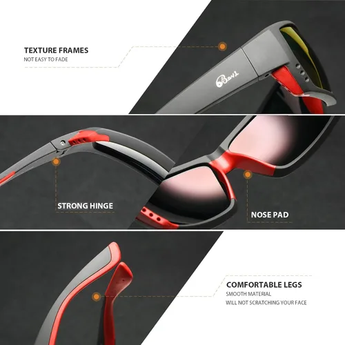 Vista 5 de Bevi Gafas de sol deportivas polarizadas ultraligeras TR90, lentes de montura flexibles y duraderas para hombres y mujeres