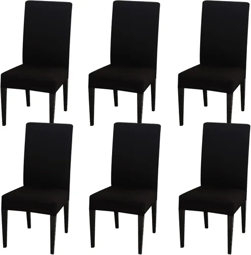 Vista 26 de Juego de 4 fundas para sillas de comedor, fundas elásticas de elastano para sillas de comedor, extraíbles y lavables, protectores desmontables