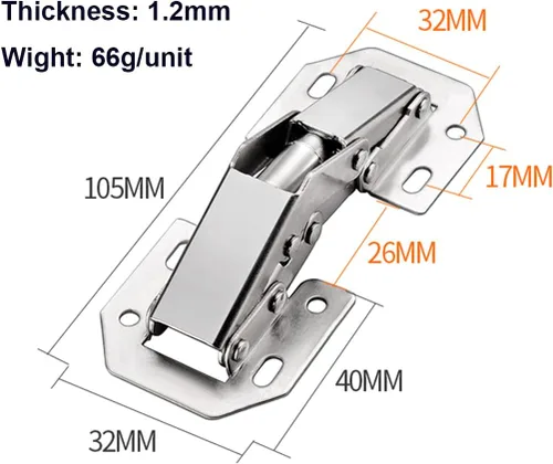 Vista 4 de QRity 2X Paquete de Bisagras para Puerta de Gabinete de Cocina Bisagras Ocultas para Puerta de Armario - Sin Ranura Requerida - Fácil de Instalar