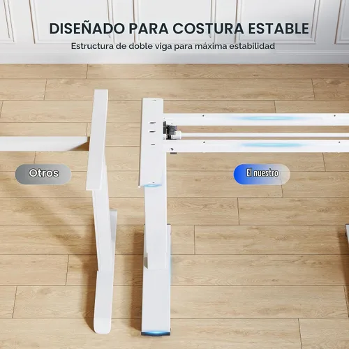 Vista 6 de FLEXISPOT Mesa de coser ajustable con cama para máquina de coser de montaje empotrado, escritorio de costura con doble espacio de trabajo ajustable