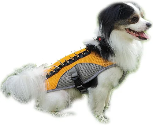 Vista 8 de Chaleco de enfriamiento para perro, arnés de verano para pequeño, mediano, reflectante, sin tirones, con asa y protección contra picos