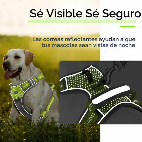 Vista 5 de ThinkPet - Arnés sin tirón para perros pequeños, medianos y grandes, chaleco acolchado reflectante con asa, ajustable estilo estrella Verde