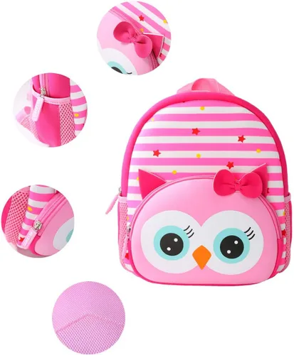 Vista 5 de Mochila impermeable para niños de 2 a 5 años, para el jardín de niños, mochila 3D de lindos dibujos animados, de neopreno, mochila de animales