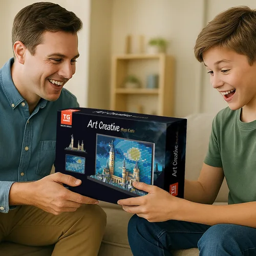 Vista 7 de TG BLOCKS Conjunto de construcción de castillo mágico de ladrillo micro