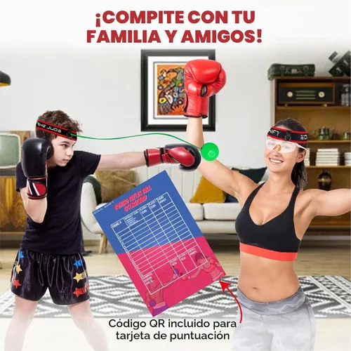 Vista 6 de Soul Shift - Boxing Reflex Ball – Dual Competition Set 2 Adjustable Headbands + 2 Training Balls + App Included Speed, Agility & Hand-Eye