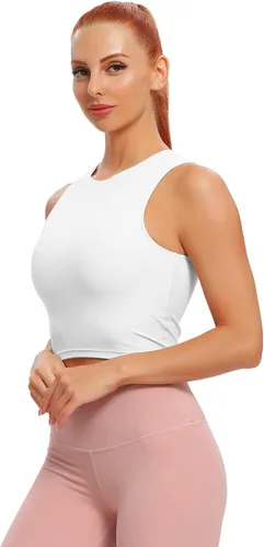 Vista 5 de Natural Feelings - Sujetadores deportivos sin mangas con relleno extraíble para mujer ombligueras para yoga entrenamiento correr