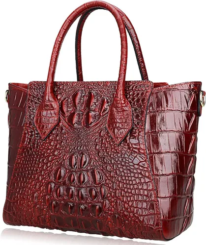 Vista 4 de PIJUSHI Bolsos de cocodrilo en relieve para señoras diseñador monederos asa superior bolsa de hombro paquete con pulsera cartera para mujer piel
