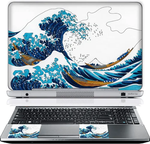 Vista 15 de Meffort Inc Adhesivo decorativo para laptop de hasta 12.3 pulgadas (incluye 2 muñequeras) - Nubes de galaxia