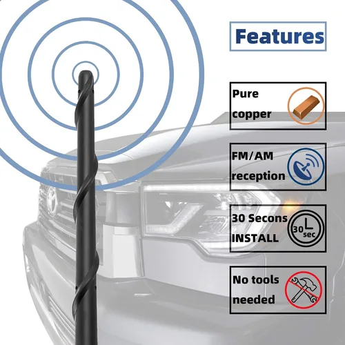 Vista 7 de Antena corta para Toyota Tundra 2000-2021 Tacoma FJ Crusier 1995-2015, antena de repuesto de 7 pulgadas en espiral de goma flexible Tundra Tacoma