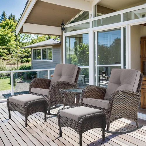 Vista 11 de HUMMUH Juego de 2 sillas de mimbre para exteriores, sillas de comedor con respaldo alto y asiento profundo para jardín, porche, patio trasero