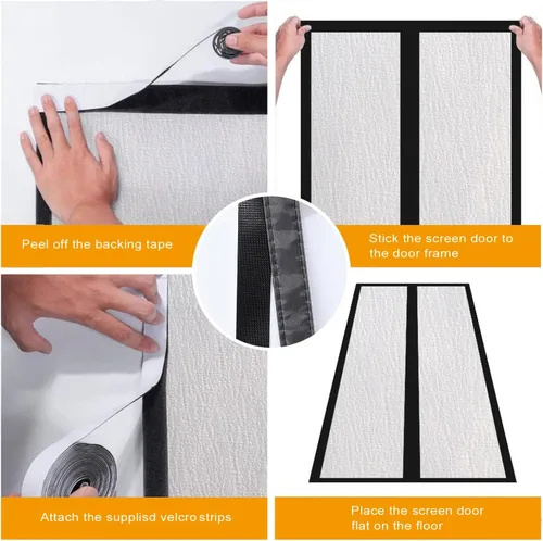 Vista 7 de Pantalla de puerta aislada, cortinas opacas magnéticas de tela gruesa, pantalla térmica de puerta de cierre automático, cortina de puerta