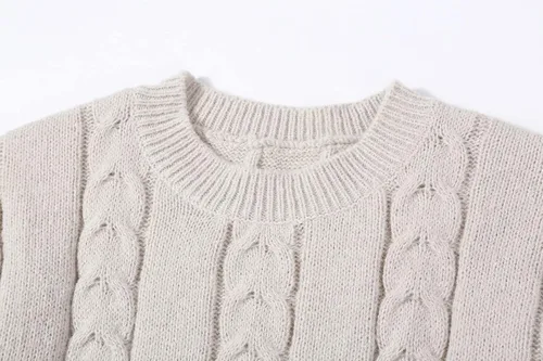 Vista 4 de CHARTOU - Conjunto de 2 piezas de suéter y falda larga de punto grueso trenzado para mujer, para invierno