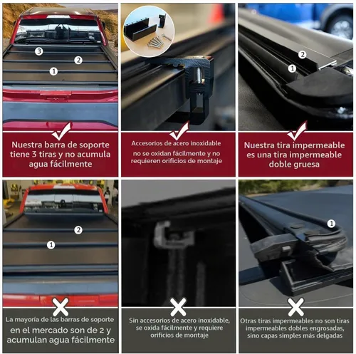 Vista 8 de Cubierta enrollable suave para Ford F-150 2004-2026 de 5.5 pies Soft Roll Up Negro mate