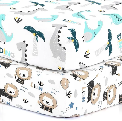 Vista 55 de Pack n Play Sheets BROLEX - Juego de 2 sábanas para cuna, juego de sábanas elásticas y portátiles para cuna, funda de colchón convertible