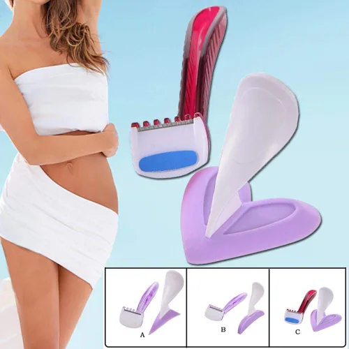 Vista 5 de Afeitadora de bikini para mujer, afeitadora privada dedicada, maquinilla de afeitar de pelo púbico y plantilla de afeitar de bikini, herramienta