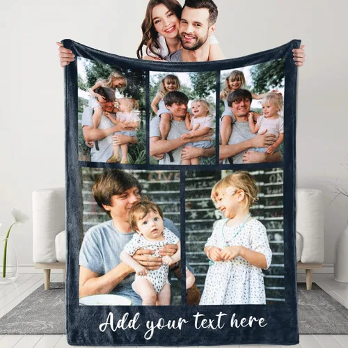 Vista 19 de Mantas personalizadas con fotos y texto, manta personalizada con imágenes, para memoria familiar, cumpleaños, Halloween, Navidad, Día del Padre, 30