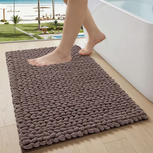 Vista 19 de LUMI Alfombra de Baño de Lujo, Tapete de Baño Ultra Suave de Secado Rápido, Alfombra de Baño Antideslizante Absorbente de Chenilla Gruesa, Tapete