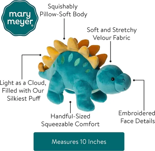 Vista 4 de Mary Meyer - Peluche de animal suave como almohada, juguete de 10 pulgadas, dinosaurio estegosaurio azul