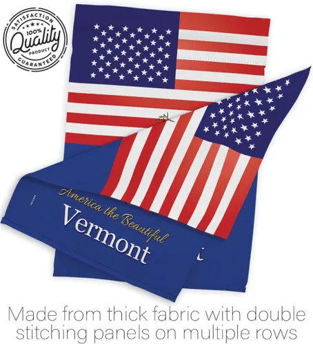 Vista 7 de Americana Home & Garden US Vermont House Bandera Pack Estados Regionales Estados Americanos Territorios República País Particular Área Bordado