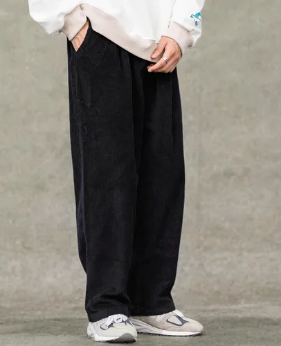 Vista 6 de Aelfric Eden Pantalones de pana vintage para hombre, pantalones largos y sólidos con cintura elástica, pantalones casuales de hip hop, pantalones