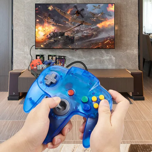 Vista 7 de miadore 4 Pack Classic N64 Controller, Wired N64 Controllers with Upgraded Joystick (Non PC USB Version)(RedBlueClear GreenClear Blue)