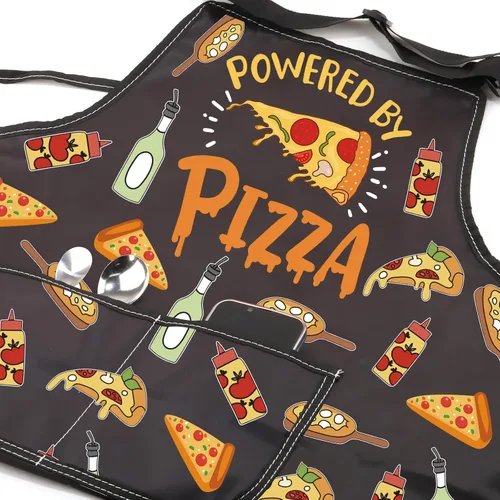 Vista 3 de JXGZSO Delantal de pizza motorizado para amantes de la pizza, delantal ajustable alimentado por pizzería, delantal de cocina de chef delantal