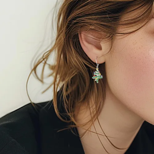 Vista 167 de Aretes colgantes de plata de ley con diseño de árbol de la vida, flor, abeja, animales, gato, colibrí, piedra lunar, turquesa, aretes con cierre