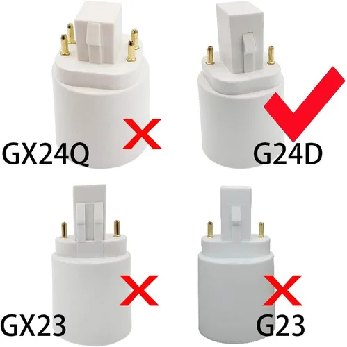 Vista 5 de Adaptador G24d a E26/E27 (no GY24d) Adaptador de enchufe CFL de 2 pines de 0.858 in G24 a E26/E27, convertidor de base de lámpara GX24d a E26/E27