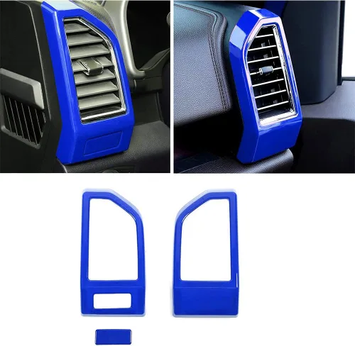 Vista 6 de Keptrim Dash - Recorte de ventilación de salida de aire acondicionado para Ford F-150 2015-2020, fibra de carbono ABS, 3 piezas