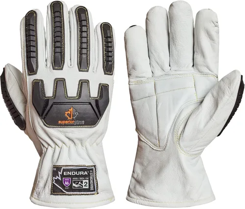 Vista 6 de Superior Glove Guantes de trabajo de piel de cabra Endura Arco Flash resistente a cortes de seguridad protección de mano