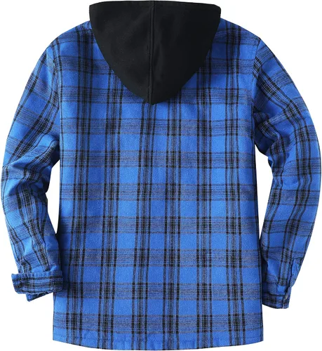 Vista 2 de ZENTHACE Chaqueta de franela gruesa con capucha y forro acolchado para hombre