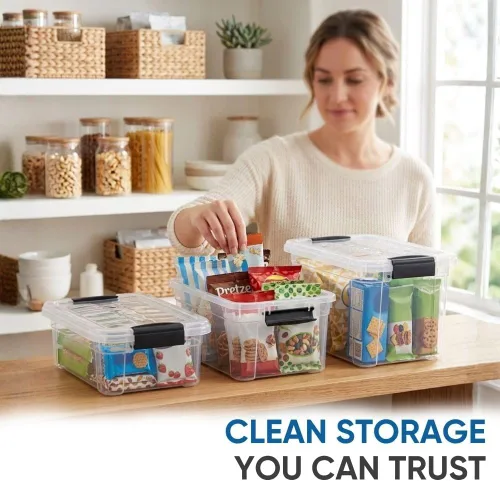 Vista 7 de Superio Mini contenedor de almacenamiento de plástico para crayón, suministros de arte y estuche de costura, organizador pequeño apilable