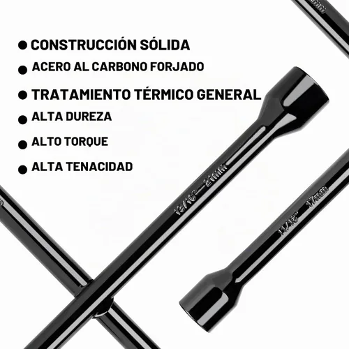Vista 4 de CARTMAN - Llave universal profesional de tubo de 36 cm, llave de hierro para neumáticos de 4 vías, negra
