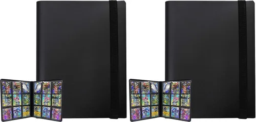 Vista 8 de Carpeta para tarjetas coleccionables, 9 bolsillos de colección de álbumes de tarjetas para tarjetas de béisbol Yugioh MTG, protección de Negro