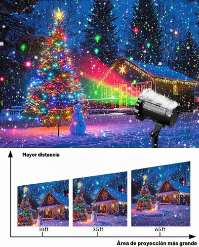Vista 5 de Proyector de Luces Láser de Navidad Más Brillante para Exteriores, 2025 Mejorado 2 Colores Rojo Verde Gypsophila Estrellas Centelleantes