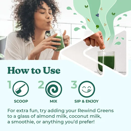 Vista 7 de Super Greens Polvo con más de 50 superalimentos - Jugo verde diario para toda la familia - Deliciosa mezcla de bebida en polvo verde - Sabor a
