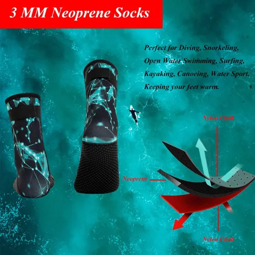 Vista 3 de Calcetines de neopreno de 0.118 pulgadas (0.118 in) calcetines de buceo térmicos antideslizantes calcetines de agua para natación deportes acuáticos
