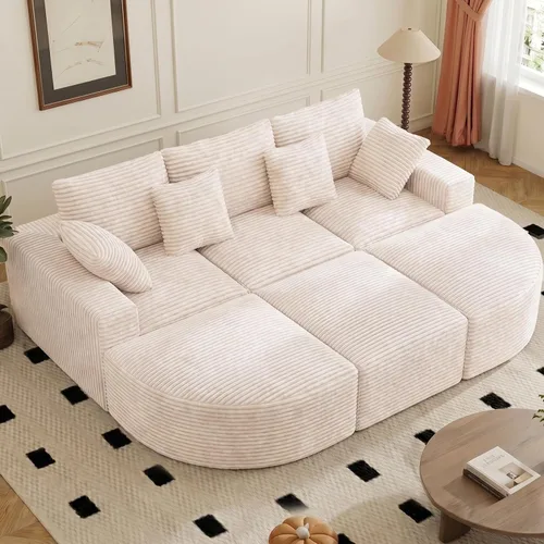 Vista 41 de Sofá modular de 146 pulgadas, sofás de nube convertibles en forma de U para sala de estar con otomana, juego de sofá de pana de 6 plazas sin hueso