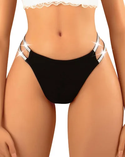 Vista 100 de Ropa interior con purpurina transpirable con encaje sexy para mujer