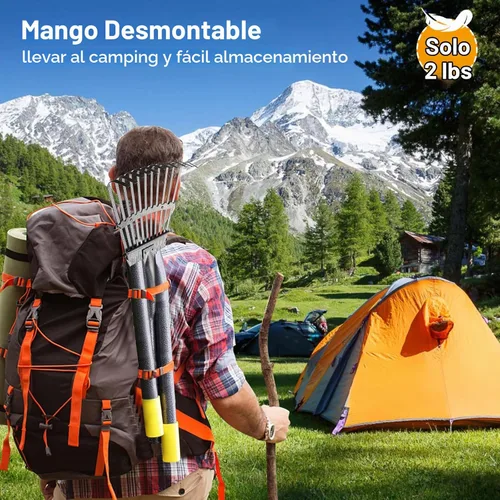 Vista 6 de Rastrillo de hojas de jardín para césped resistente, rastrillo de metal para patio con cabezal pequeño y estrecho de 9 pulgadas, mango largo