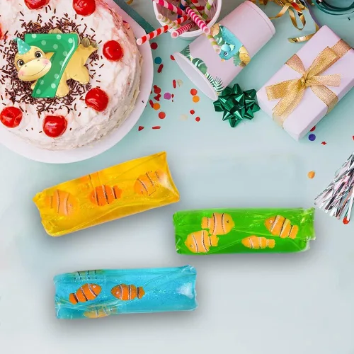 Vista 6 de ArtCreativity Juego de 3 juguetes para ansiedad con figuras de pez payaso y purpurina en el interior, juguetes para aliviar el estrés para niños