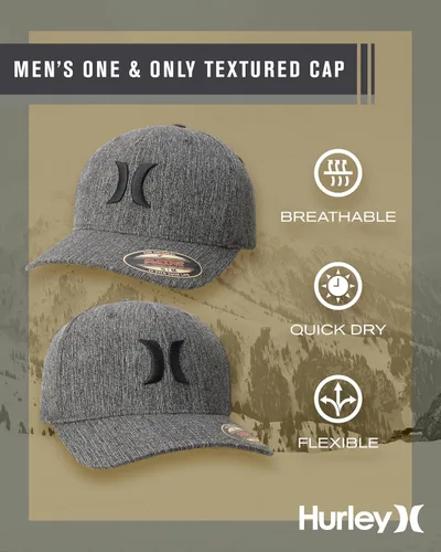 Vista 51 de Hurley Gorras para hombre - One & Only Flexfit Textures Cap - Sombreros ajustados para hombre, S-XL