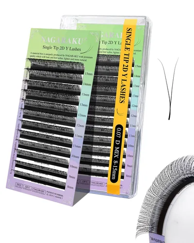 Vista 40 de NAGARAKU YY - Extensiones de pestañas, suministros Y, Lash 4D, Easy Fan, pestañas cruzadas de volumen ruso, pestañas YY, tejidas a mano, malla