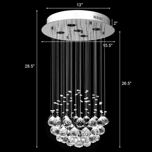 Vista 4 de Tangkula Moderno candelabro de cristal K9, lámpara de techo LED de montaje empotrado para sala de estar, comedor y dormitorio, 5 luces GU10