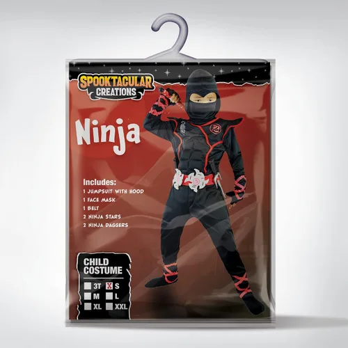 Vista 6 de Spooktacular Creations niños disfraz de ninja de lujo para niños con Dagas y estrellas para lanzar
