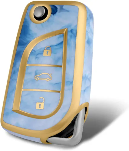 Vista 20 de Compatible con funda para llavero Toyota con patrón dorado, TPU suave, protección de 360 grados, para llave inteligente Fortuner Tundra Camry RAV4