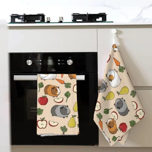 Vista 4 de Kitchen Gifts Waffle Weave Dish Towel 16x26 in Guinea Pigs Pattern (877)