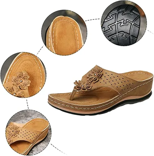 Vista 67 de Ladmiple Sandalias ortopédicas florales de moda 2023 con soporte de arco, zapatillas romanas casuales con puntera abierta