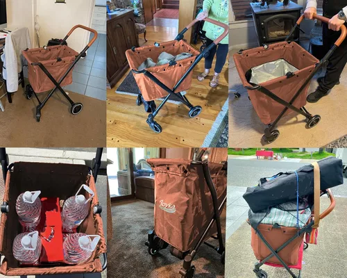 Vista 4 de Joyka Bolsas de repuesto para carritos de compras de 55 litros, bolsas de repuesto para carritos de compras, carrito de tela Oxford, impermeables